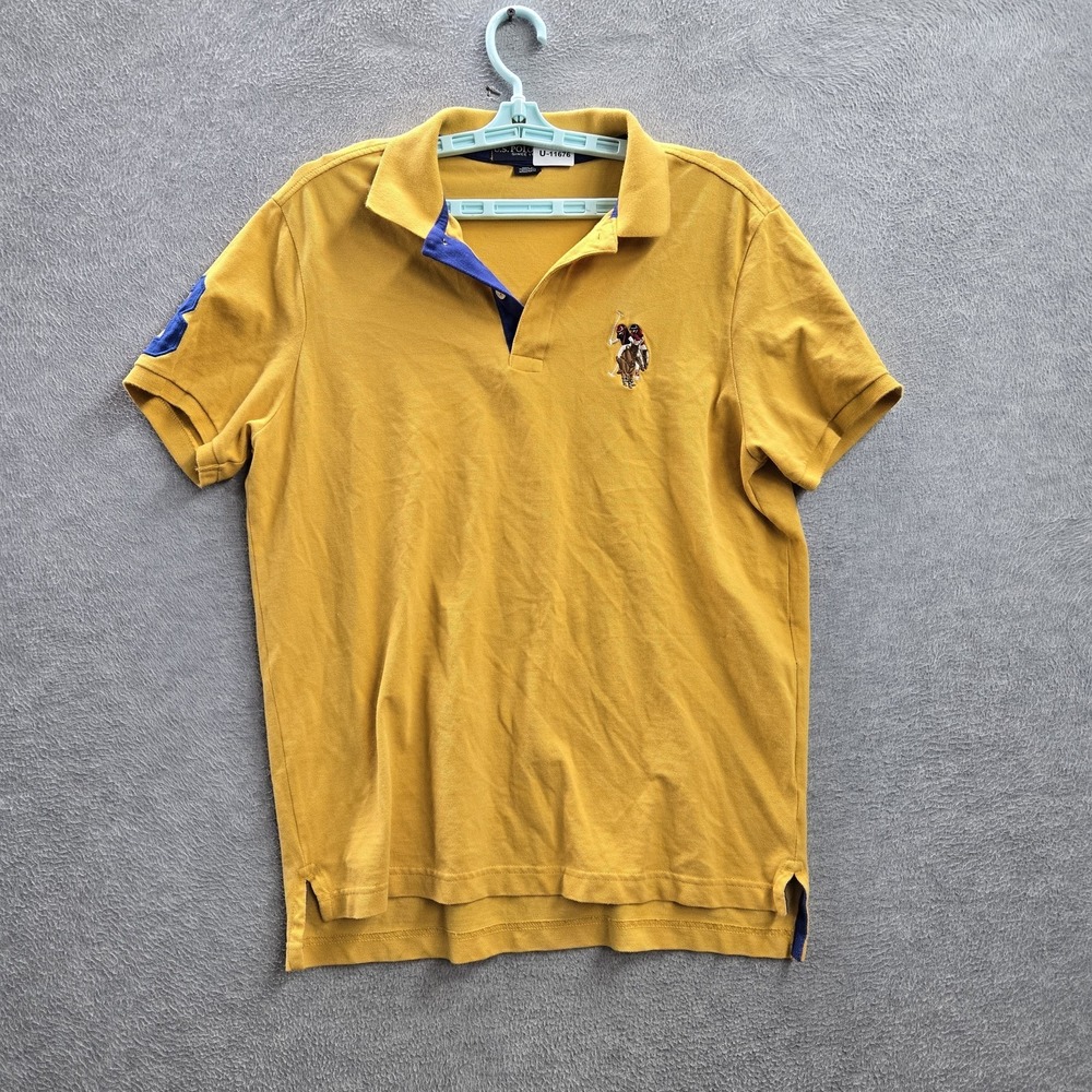 U.S. Polo Assn. Men Polo M Yellow Embroidered Polo Players Casual‎